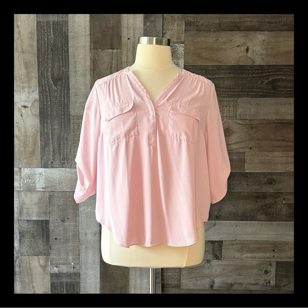 Torrid 0 Harper pink top Xlarge pastel softgirl low key luxe romantic spring